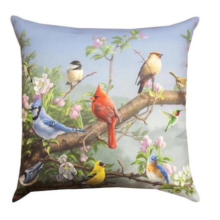 Manual Woodworkers & Weavers SLAPPL 18 X 18 In. Songbirds In Apple Blossoms Pillow